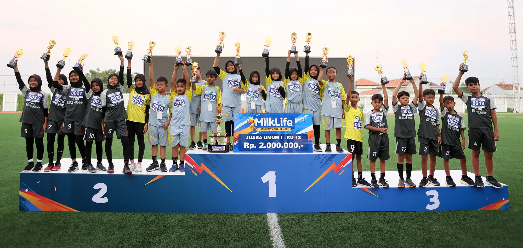 MI NU Baitul Mukminin dan SD 4 Jekulo Raih Gelar Juara Umum MilkLife Athletics Challenge 2024